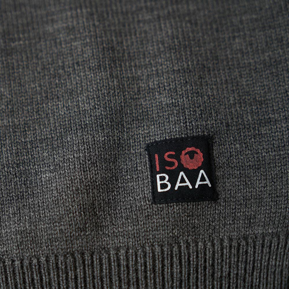 Isobaa | Mens Merino Block Stripe Sweater (Smoke/Grey/Charcoal) | Discover effortless style and exceptional comfort with our extrafine 9-gauge Merino wool crew neck sweater.