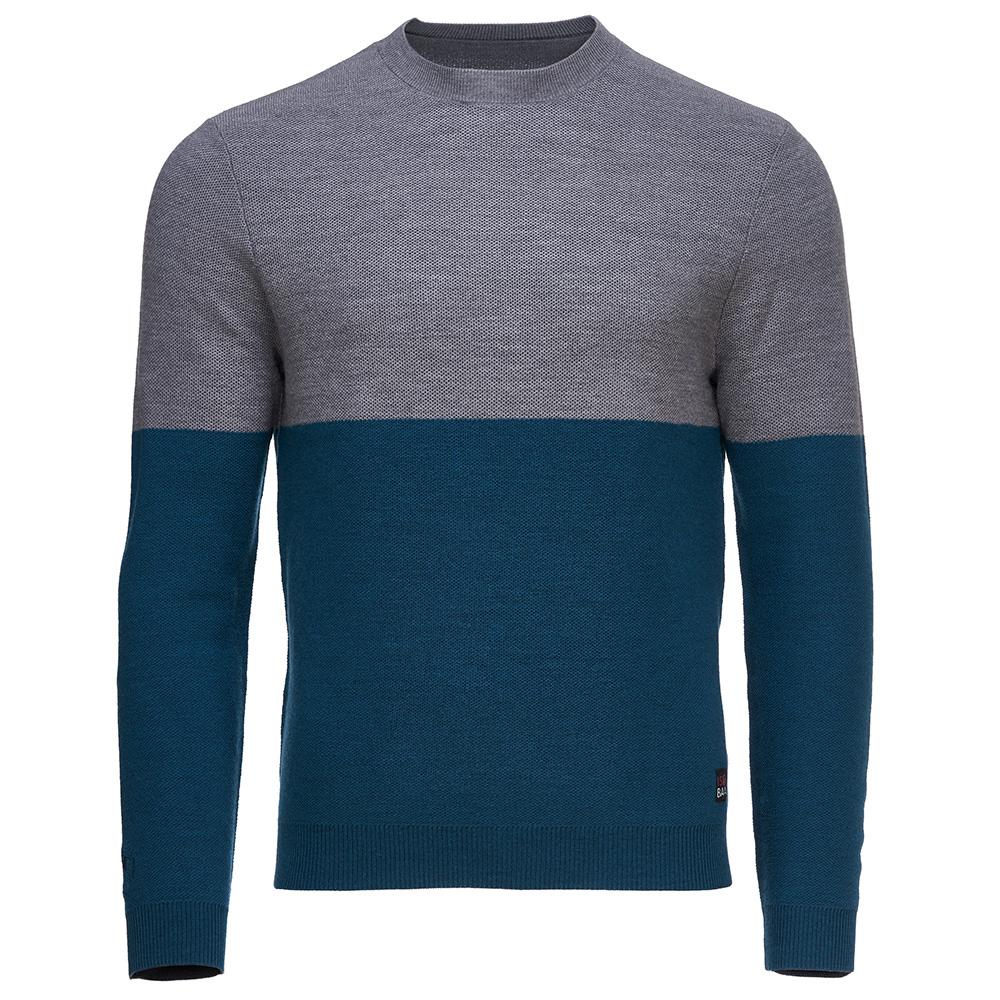 Isobaa | Mens Merino Honeycomb Sweater (Petrol/Charcoal) | The perfect blend of function and elegance in our extrafine 12-gauge Merino wool crew neck sweater.