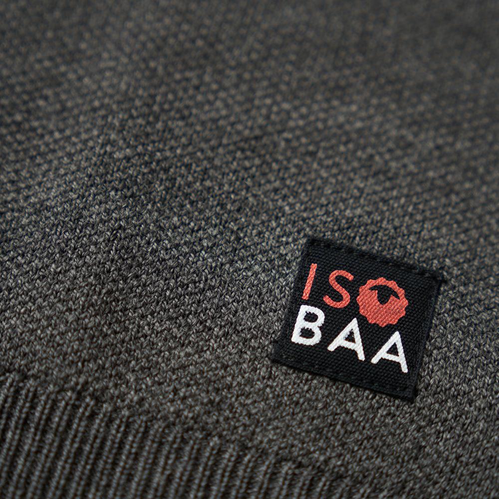 Isobaa | Mens Merino Honeycomb Sweater (Smoke/Charcoal) | The perfect blend of function and elegance in our extrafine 12-gauge Merino wool crew neck sweater.