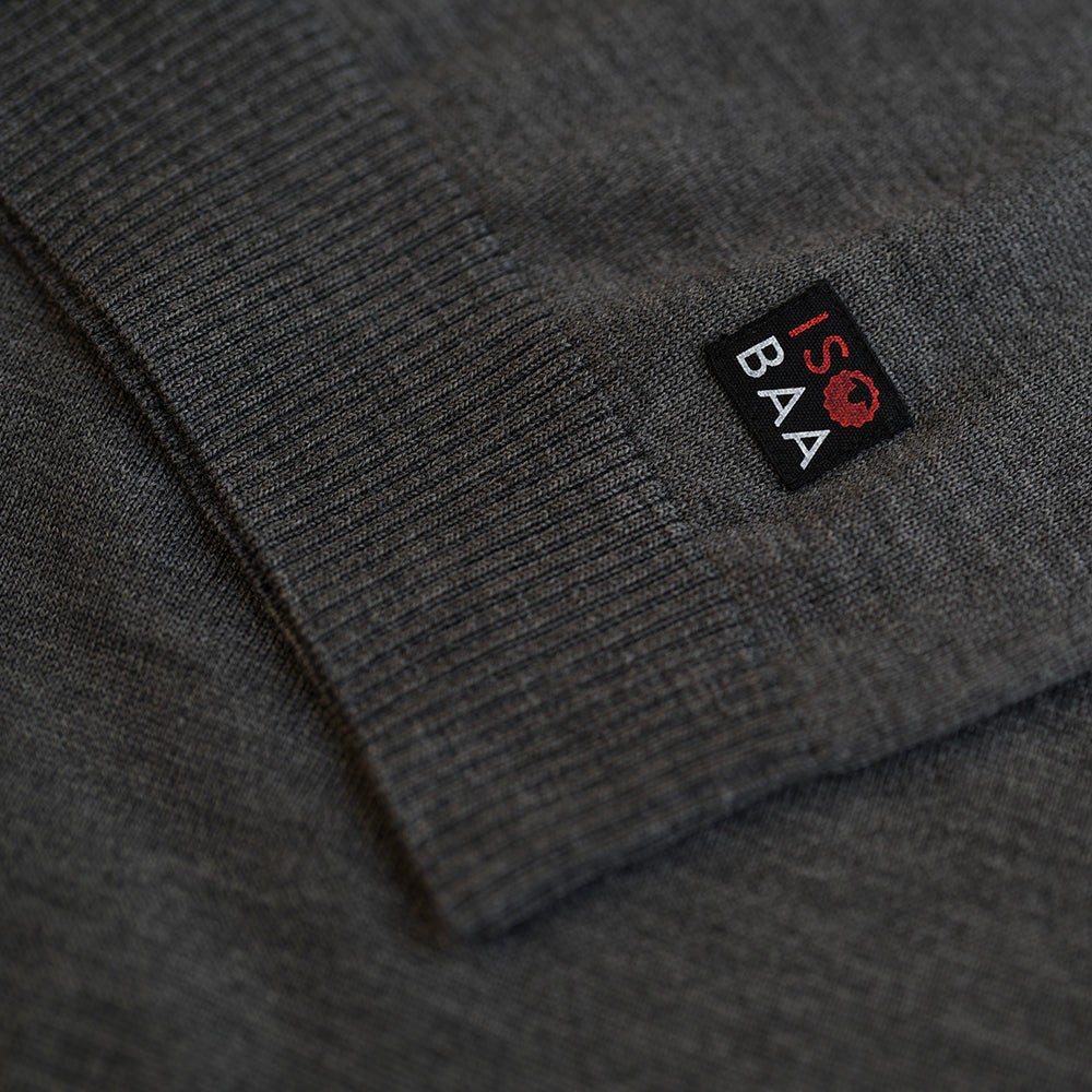 Isobaa | Mens Merino V Neck Sweater (Smoke/Charcoal) | Stay comfortable on the go with our V-neck sweater crafted from superfine Merino wool.