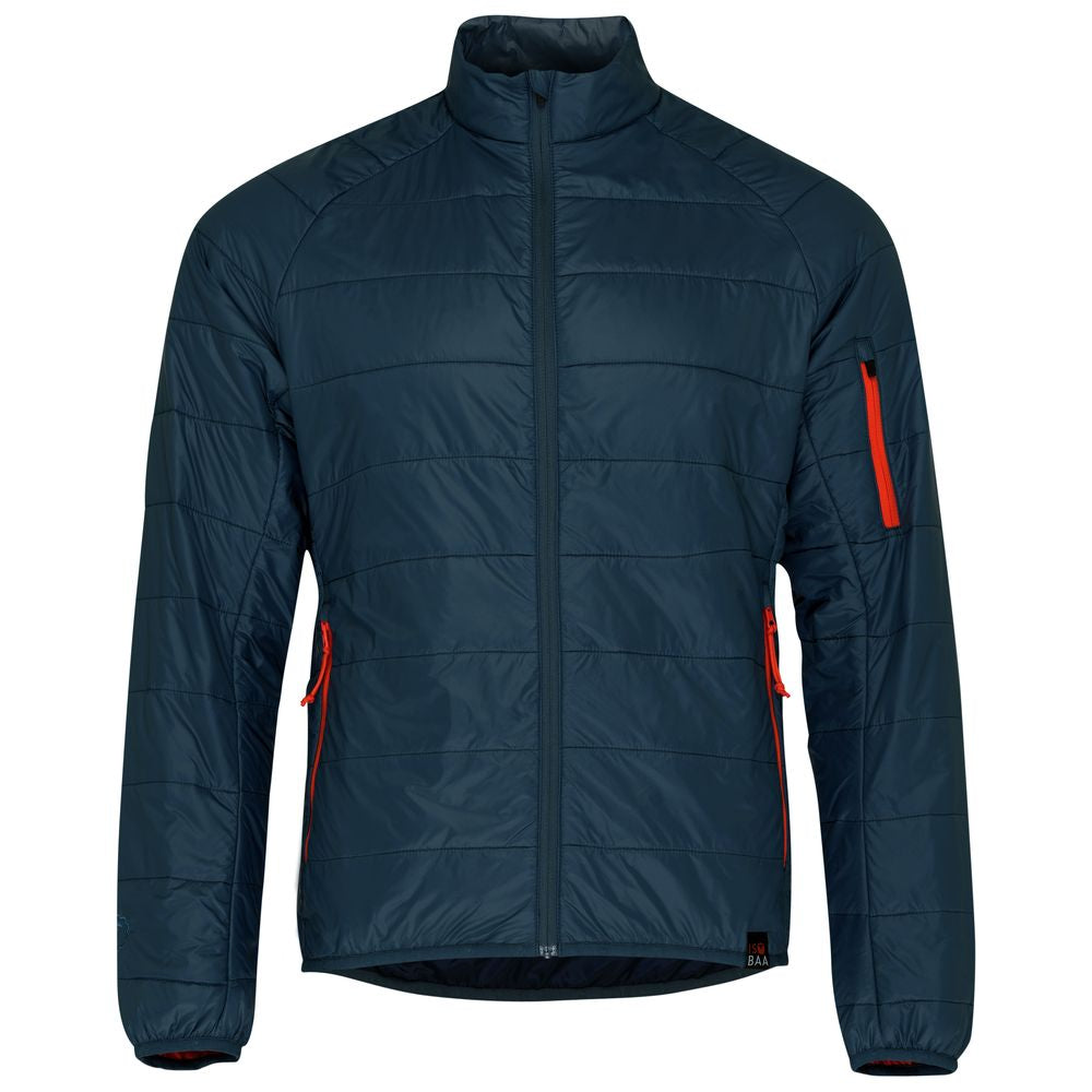 Isobaa | Mens Packable Insulated Jacket (Petrol/Orange) | Exceptional warmth, packable convenience, and sustainable design with our lightweight Merino wool jacket.