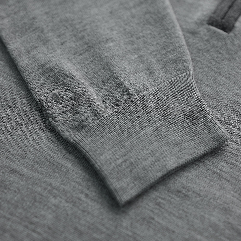 Isobaa | Mens Zip Neck Sweater (Charcoal/Smoke) | Experience premium comfort, and refined style with our Merino wool zip-neck sweater.
