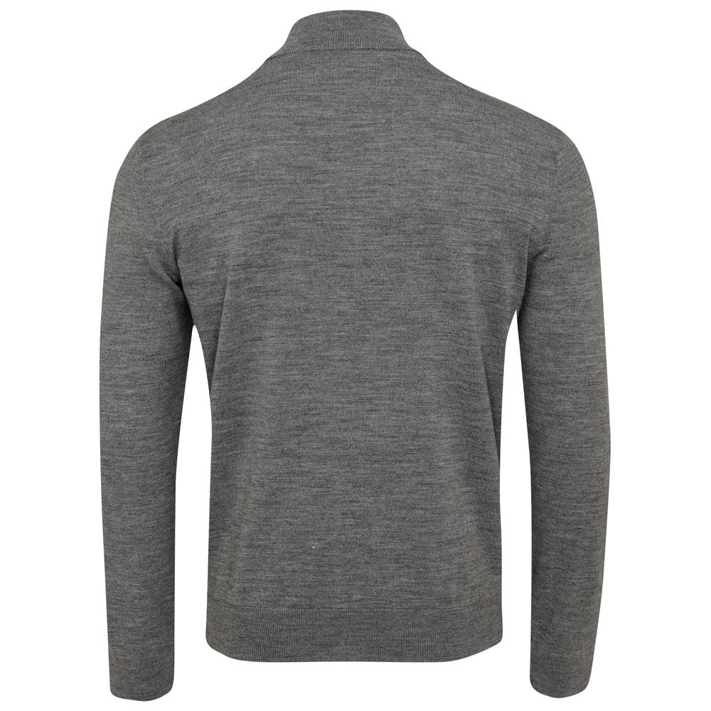 Isobaa | Mens Zip Neck Sweater (Charcoal/Smoke) | Experience premium comfort, and refined style with our Merino wool zip-neck sweater.