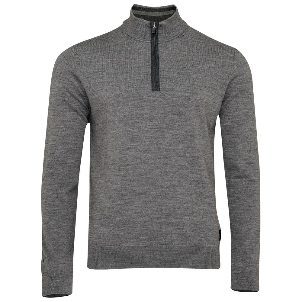 Isobaa | Mens Zip Neck Sweater (Charcoal/Smoke) | Experience premium comfort, and refined style with our Merino wool zip-neck sweater.