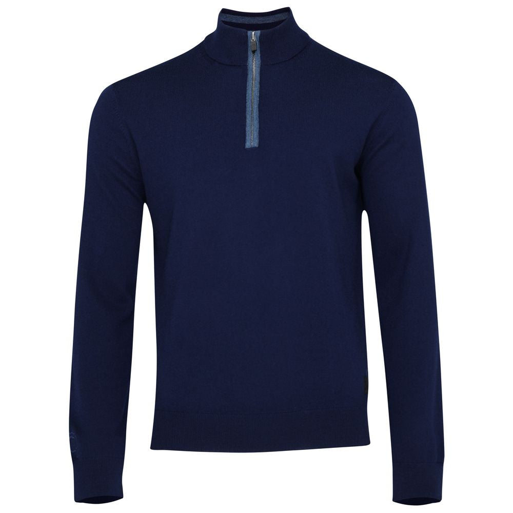 Mens Zip Neck Sweater (Navy/Denim) Isobaa