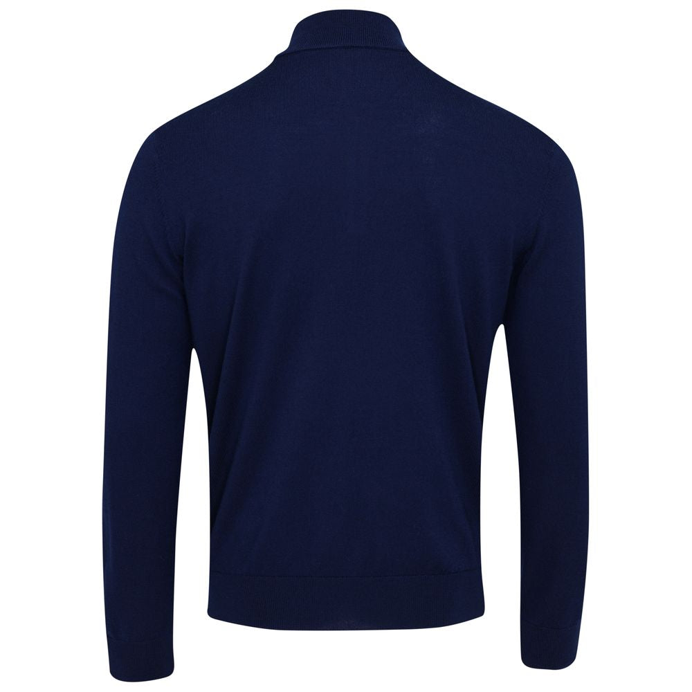 Isobaa | Mens Zip Neck Sweater (Navy/Denim) | Experience premium comfort, and refined style with our Merino wool zip-neck sweater.