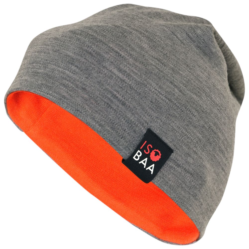 Isobaa | Merino 230 Beanie (Charcoal/Orange) | Isobaa's double-layered Merino beanie is your key to warmth & comfort in any season.