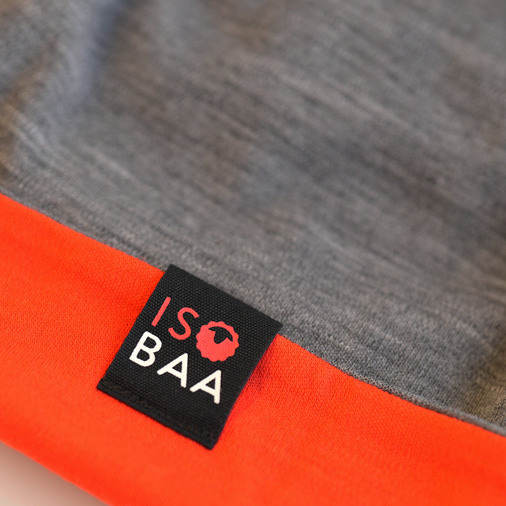 Isobaa | Merino 230 Beanie (Charcoal/Orange) | Isobaa's double-layered Merino beanie is your key to warmth & comfort in any season.