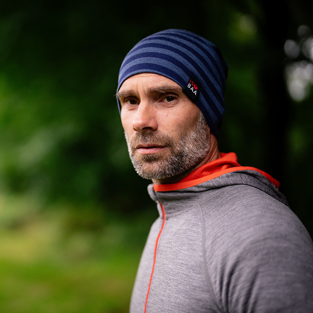 Isobaa | Merino 230 Beanie (Navy/Denim) | Isobaa's double-layered Merino beanie is your key to warmth & comfort in any season.