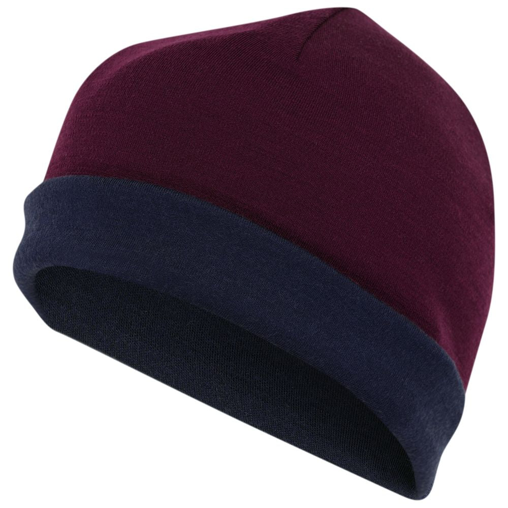 Isobaa | Merino 230 Beanie (Wine/Navy) | Isobaa's double-layered Merino beanie is your key to warmth & comfort in any season.