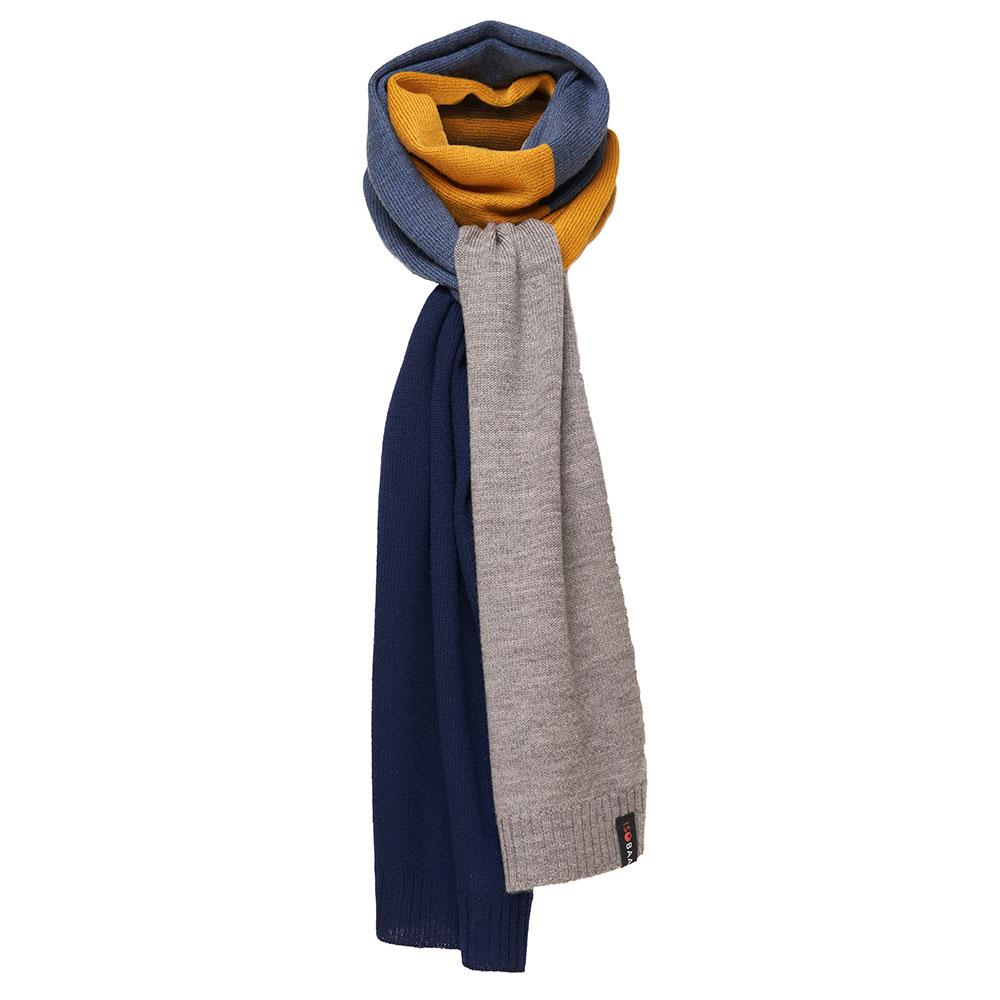Isobaa | Merino Block Stripe Scarf (Navy Mix) | Conquer cold weather in comfort and style with Isobaa's extra-fine Merino scarf.