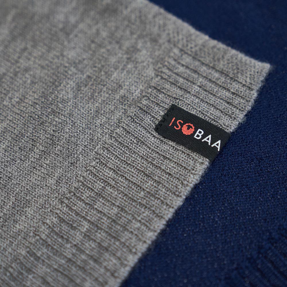 Isobaa | Merino Block Stripe Scarf (Navy Mix) | Conquer cold weather in comfort and style with Isobaa's extra-fine Merino scarf.