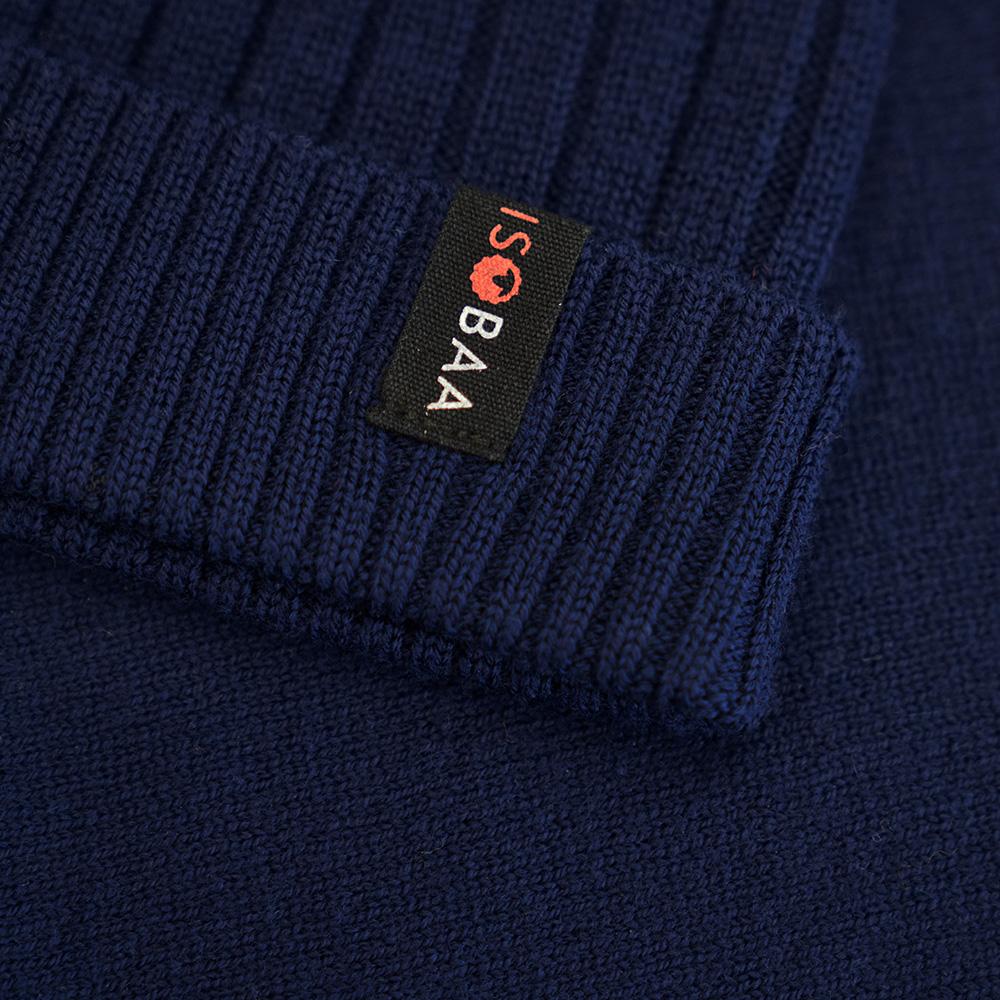 Isobaa | Merino Bobble Beanie (Navy/Mustard) | Stay warm and stylish with Isobaa's extra-fine Merino bobble beanie! Its cosy warmth, playful bobble, and classic rib-knit design will make it your go-to winter essential for hikes, city strolls, and everything in between.