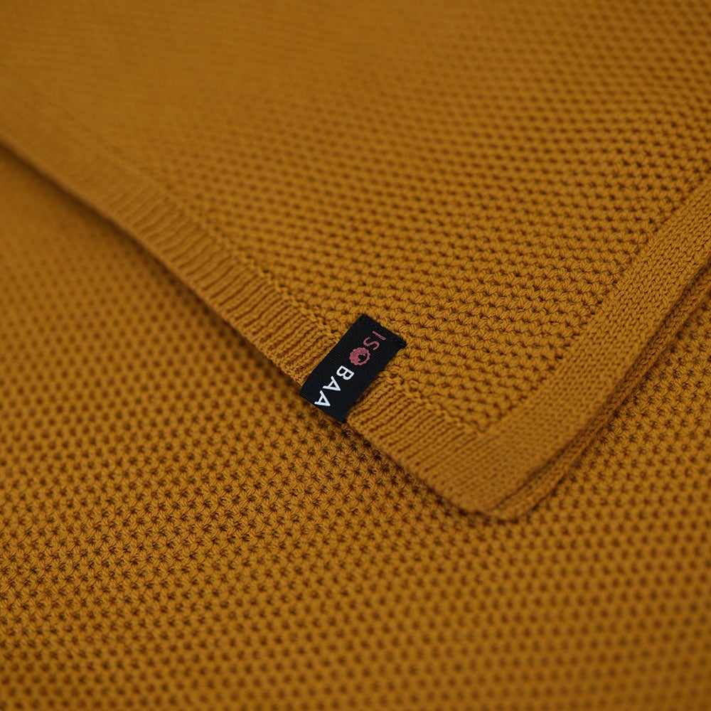 Isobaa | Merino Honeycomb Shawl (Mustard) | Chase away the chill in style with Isobaa's extra-fine Merino shawl.