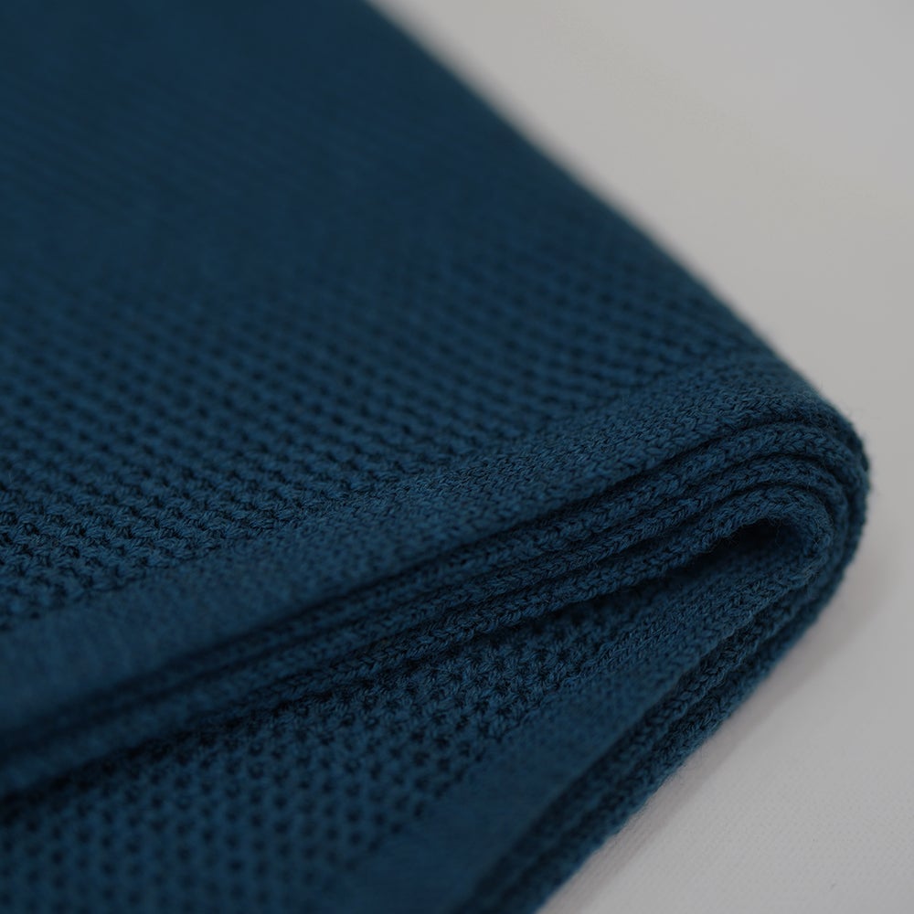 Isobaa | Merino Honeycomb Shawl (Petrol) | Chase away the chill in style with Isobaa's extra-fine Merino shawl.
