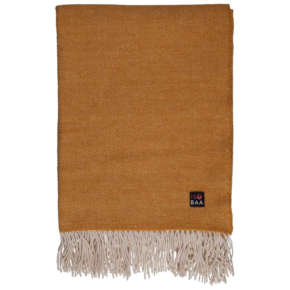 Isobaa | Merino Honeycomb Throw (Mustard) | Our Merino Honeycomb throw is made from our super-soft extra-fine Merino wool.