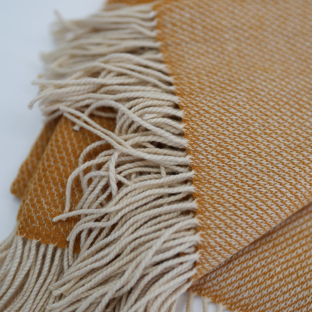 Isobaa | Merino Honeycomb Throw (Mustard) | Our Merino Honeycomb throw is made from our super-soft extra-fine Merino wool.