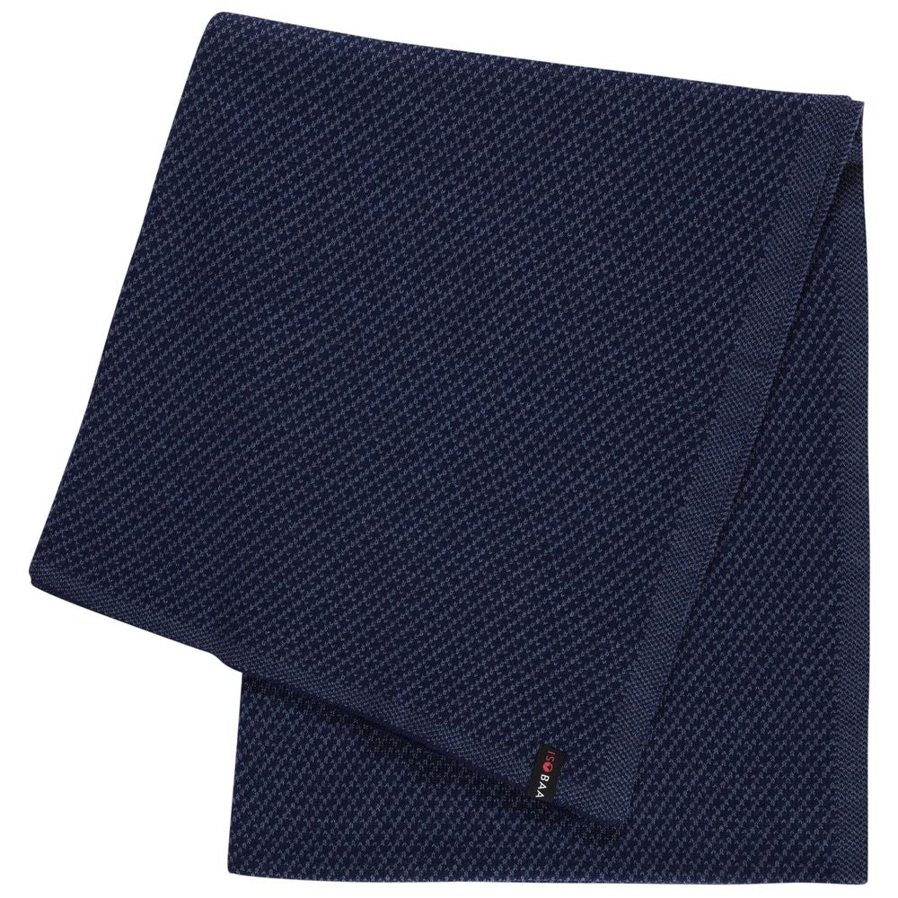 Isobaa | Merino Jacquard Shawl (Navy/Denim) | Beat the chill with Isobaa's luxuriously soft Merino shawl.