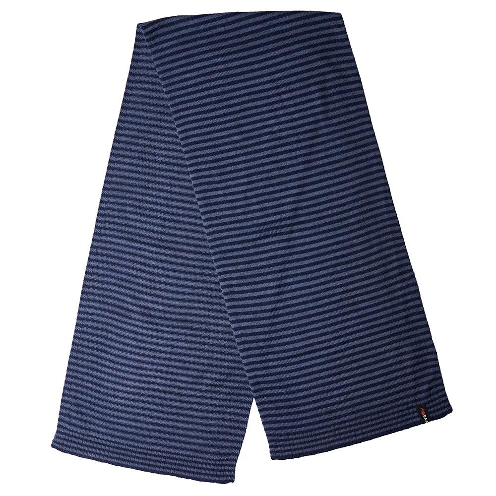 Isobaa | Merino Mini Stripe Scarf (Navy/Denim) | Stay cosy and stylish with Isobaa's mini-striped scarf, crafted from luxuriously soft extra-fine Merino wool.