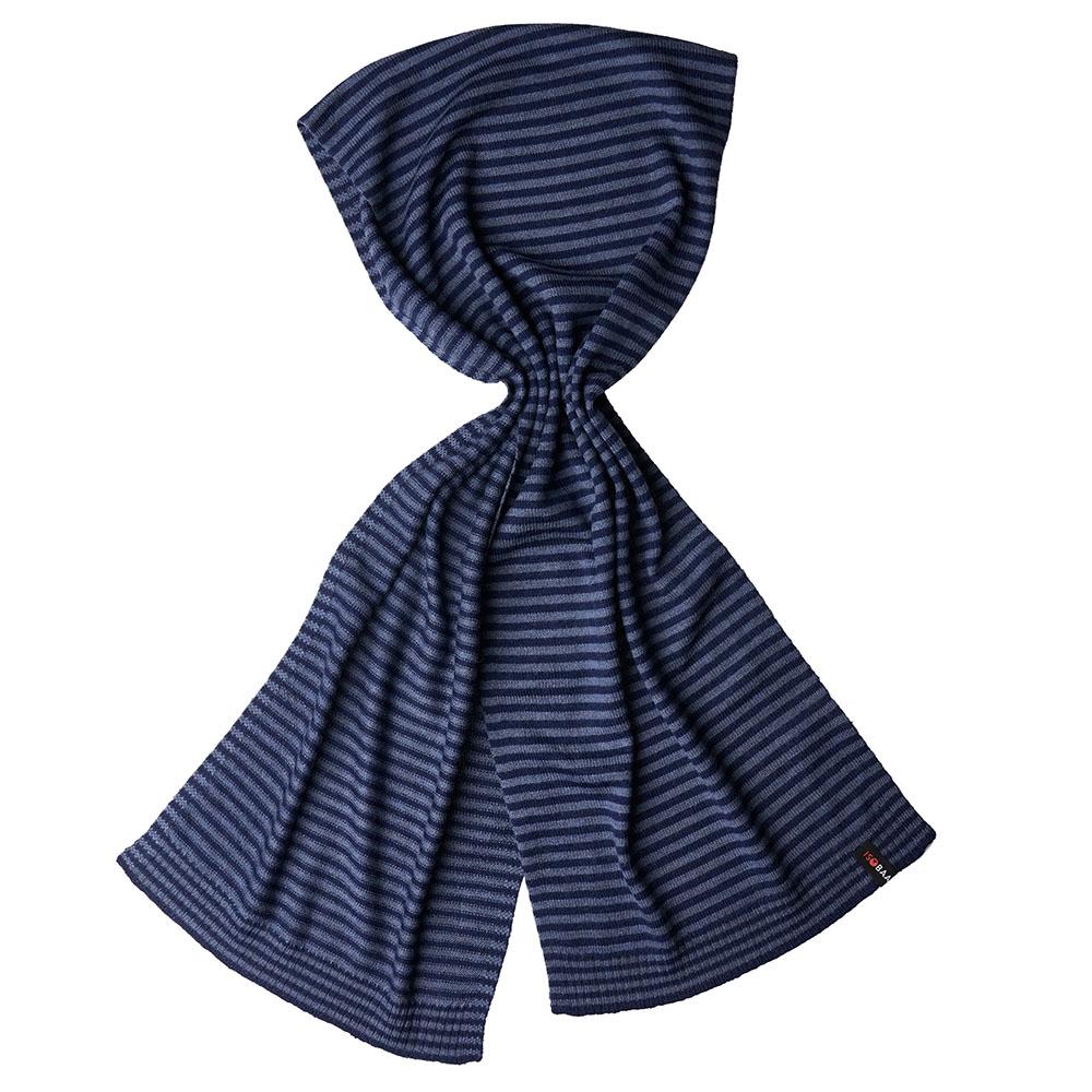 Isobaa | Merino Mini Stripe Scarf (Navy/Denim) | Stay cosy and stylish with Isobaa's mini-striped scarf, crafted from luxuriously soft extra-fine Merino wool.