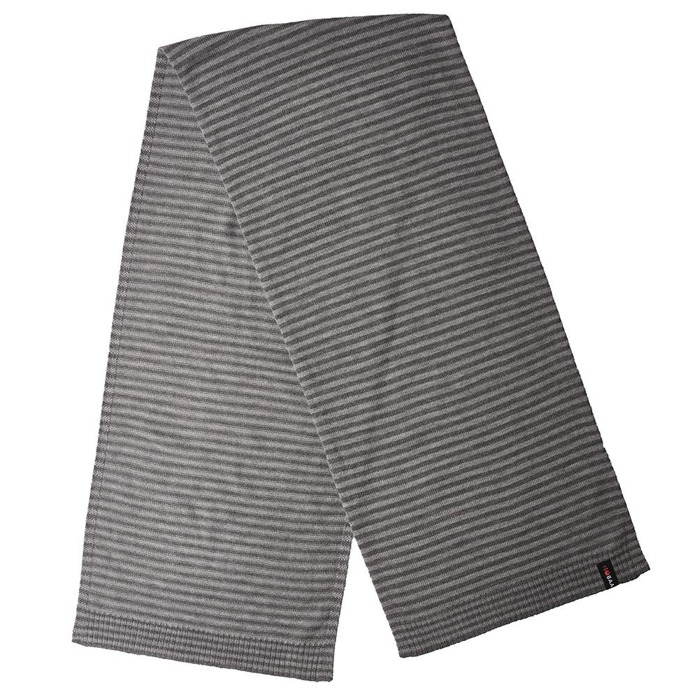 Isobaa | Merino Mini Stripe Scarf (Smoke/Charcoal) | Stay cosy and stylish with Isobaa's mini-striped scarf, crafted from luxuriously soft extra-fine Merino wool.