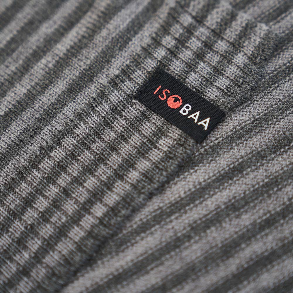Isobaa | Merino Mini Stripe Scarf (Smoke/Charcoal) | Stay cosy and stylish with Isobaa's mini-striped scarf, crafted from luxuriously soft extra-fine Merino wool.