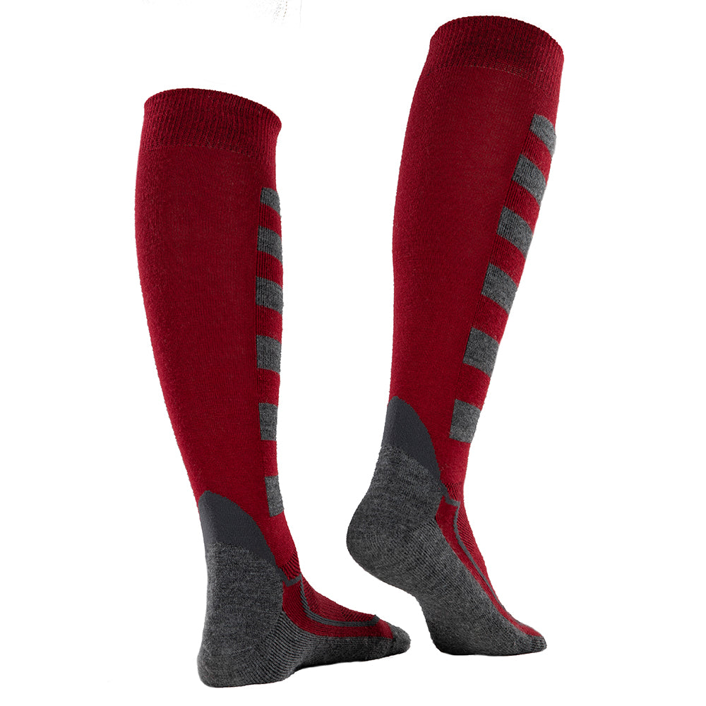 Isobaa | Merino Blend Ski Socks (Red/Smoke) | Dominate the slopes with Isobaa's mid-weight Merino blend ski socks.