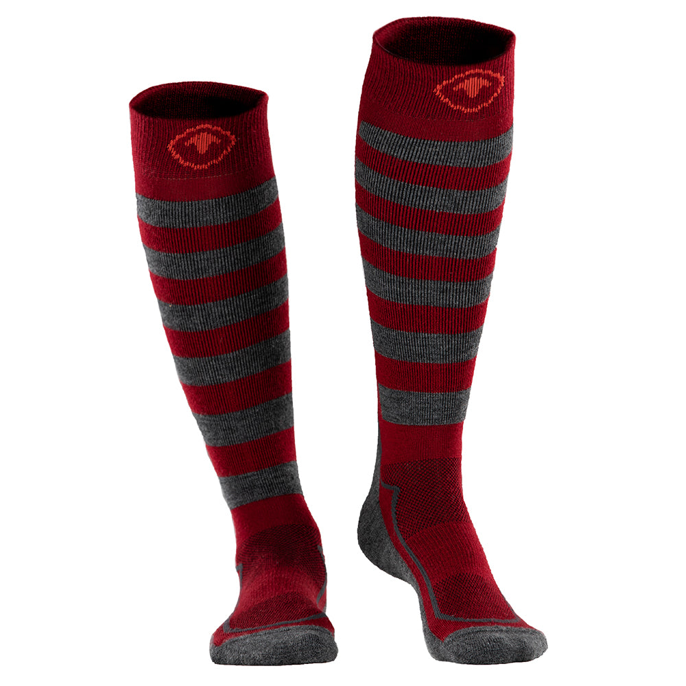 Isobaa | Merino Blend Ski Socks (Red/Smoke) | Dominate the slopes with Isobaa's mid-weight Merino blend ski socks.