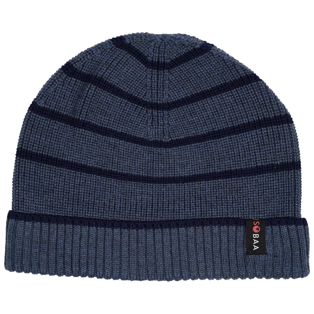 Isobaa | Merino Stripe Beanie (Denim/Navy) | Wrap yourself in cosy warmth with Isobaa's Merino beanie.