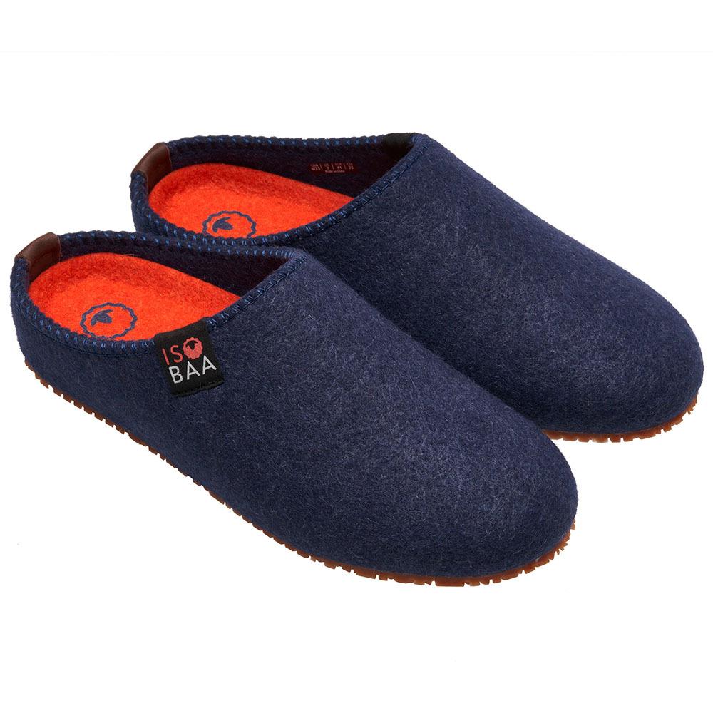 Isobaa | Merino Wool Blend Slippers (Navy/Orange) | Comfort that lasts – Isobaa's Merino blend slippers are your companions for relaxation both indoors and out.