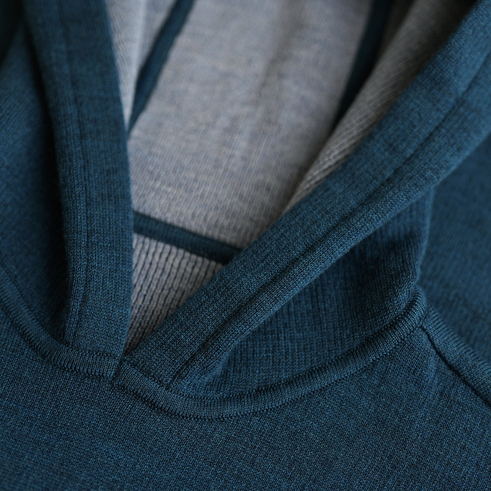 Isobaa | Womens LUX Hoodie (Petrol/Sky) | Discover the pinnacle of comfort with Isobaa's 100% Merino double-knit hoodie.