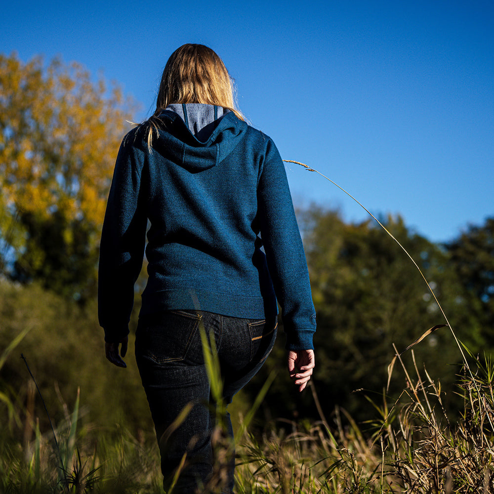 Isobaa | Womens LUX Hoodie (Petrol/Sky) | Discover the pinnacle of comfort with Isobaa's 100% Merino double-knit hoodie.