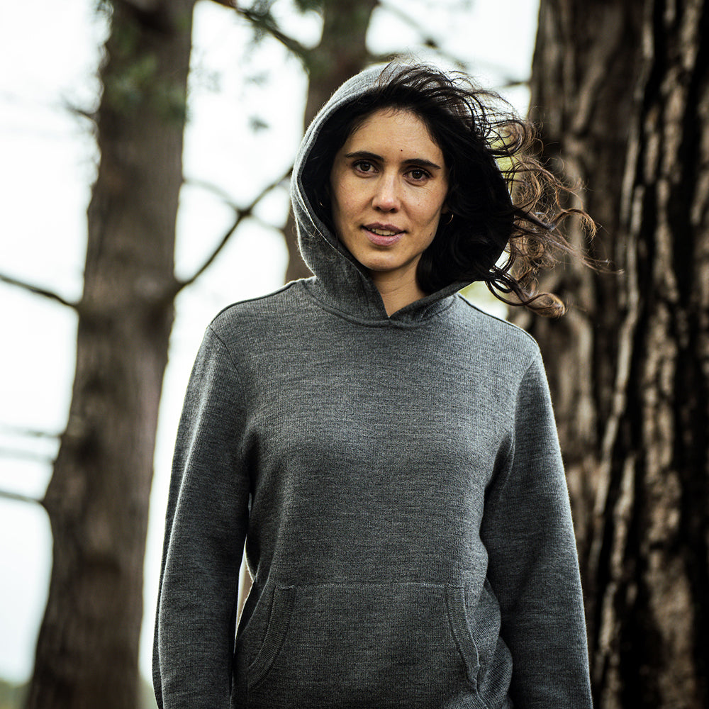 Isobaa | Womens LUX Hoodie (Smoke/Charcoal) | Discover the pinnacle of comfort with Isobaa's 100% Merino double-knit hoodie.