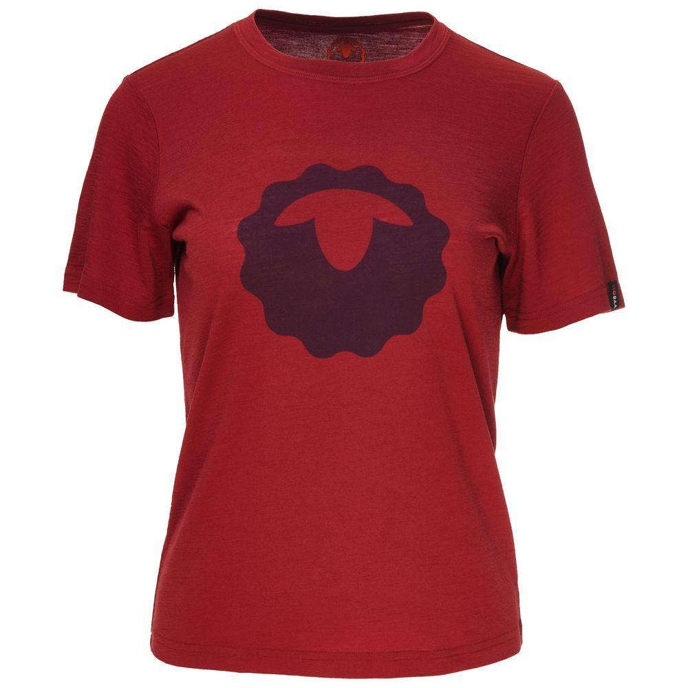 Isobaa | Womens Merino 150 Emblem Tee (Red) | Conquer trails and city streets in comfort with Isobaa's superfine Merino T-Shirt.