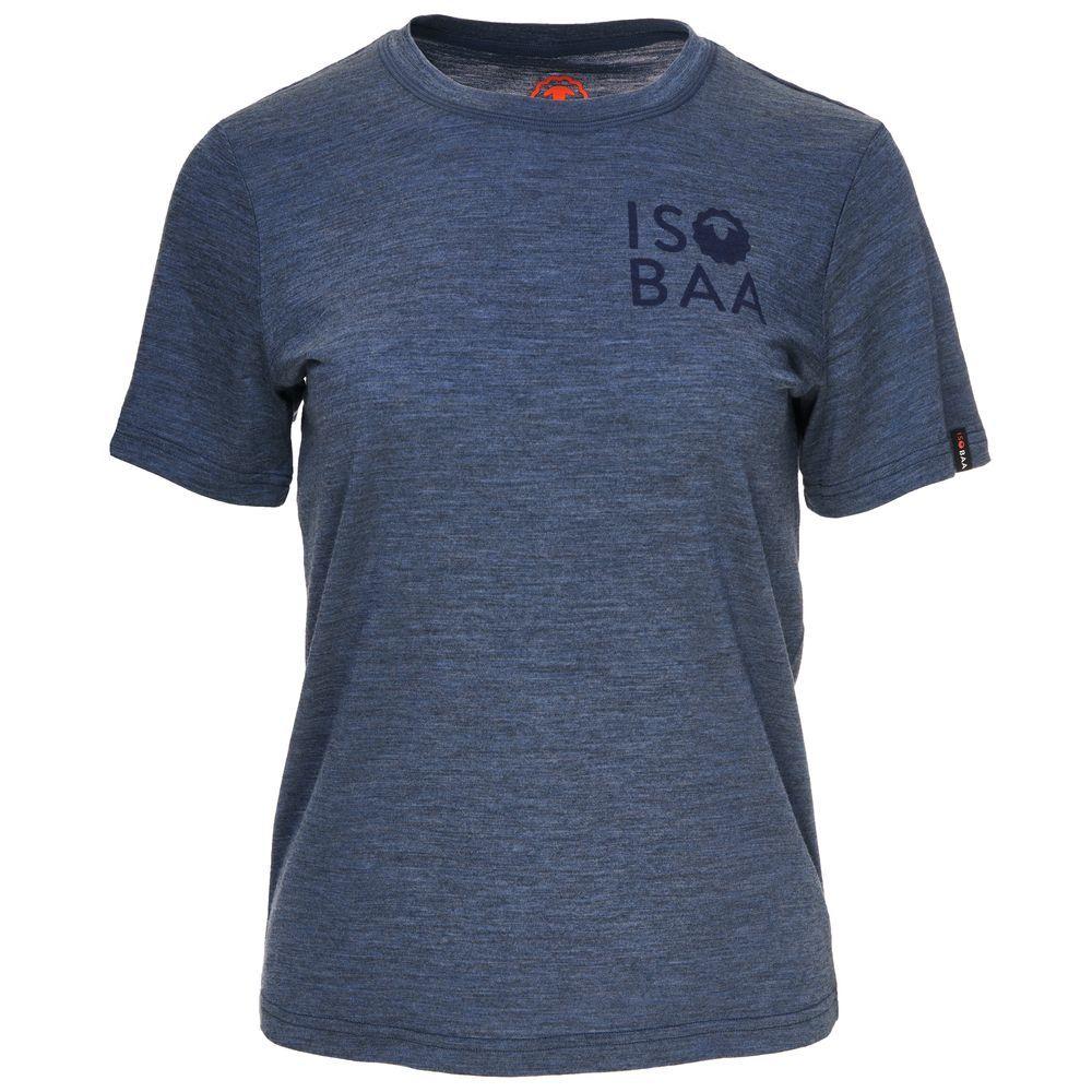 Isobaa | Womens Merino 150 Logo Tee (Denim) | Gear up for adventure with Isobaa's superfine Merino tee.