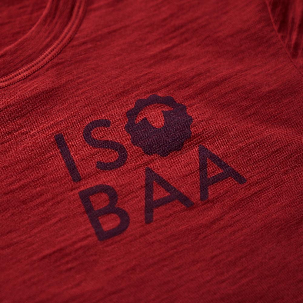 Isobaa | Womens Merino 150 Logo Tee (Red) | Gear up for adventure with Isobaa's superfine Merino tee.