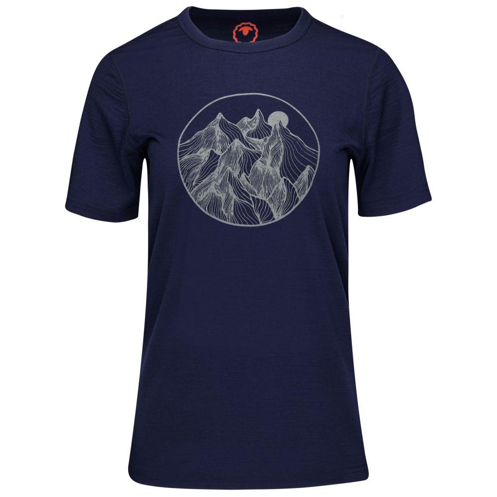 Isobaa | Womens Merino 150 Mountains Tee (Navy) | Gear up for adventure with our superfine Merino Tee.