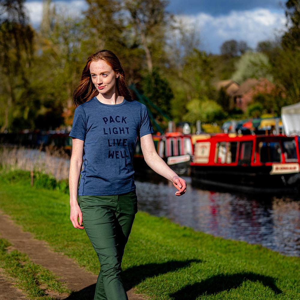 Isobaa | Womens Merino 150 Pack Light Tee (Denim) | Gear up for everyday adventures and outdoor pursuits with Isobaa's soft superfine Merino Tee.