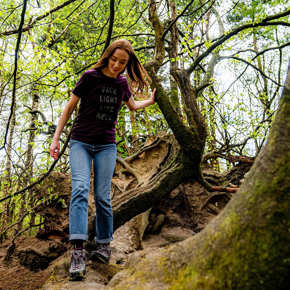 Isobaa | Womens Merino 150 Pack Light Tee (Wine) | Gear up for everyday adventures and outdoor pursuits with Isobaa's soft superfine Merino Tee. | Model: Sophie