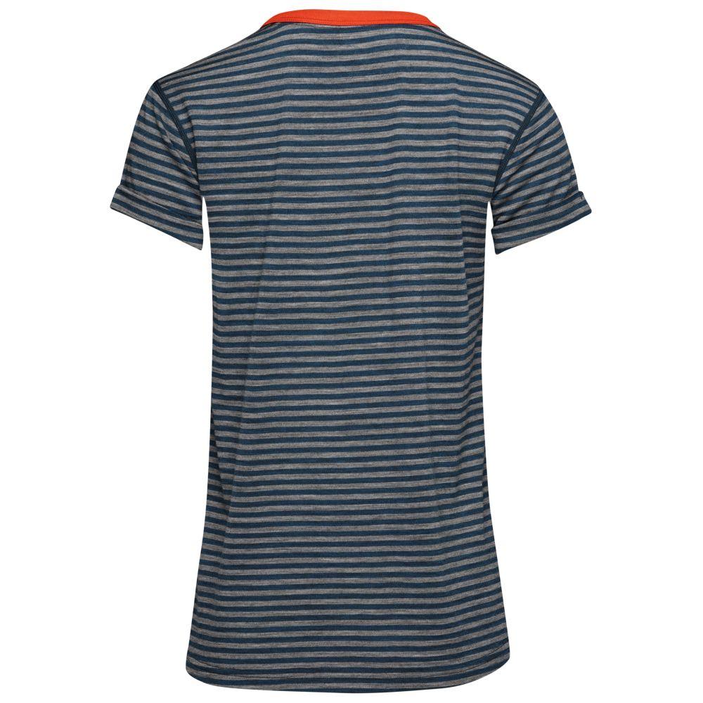 Isobaa | Womens Merino 150 Roll Sleeve Tee (Mini Stripe Petrol/Charcoal) | Our superfine Merino T-shirt performs everywhere from outdoor adventures to coffee dates.