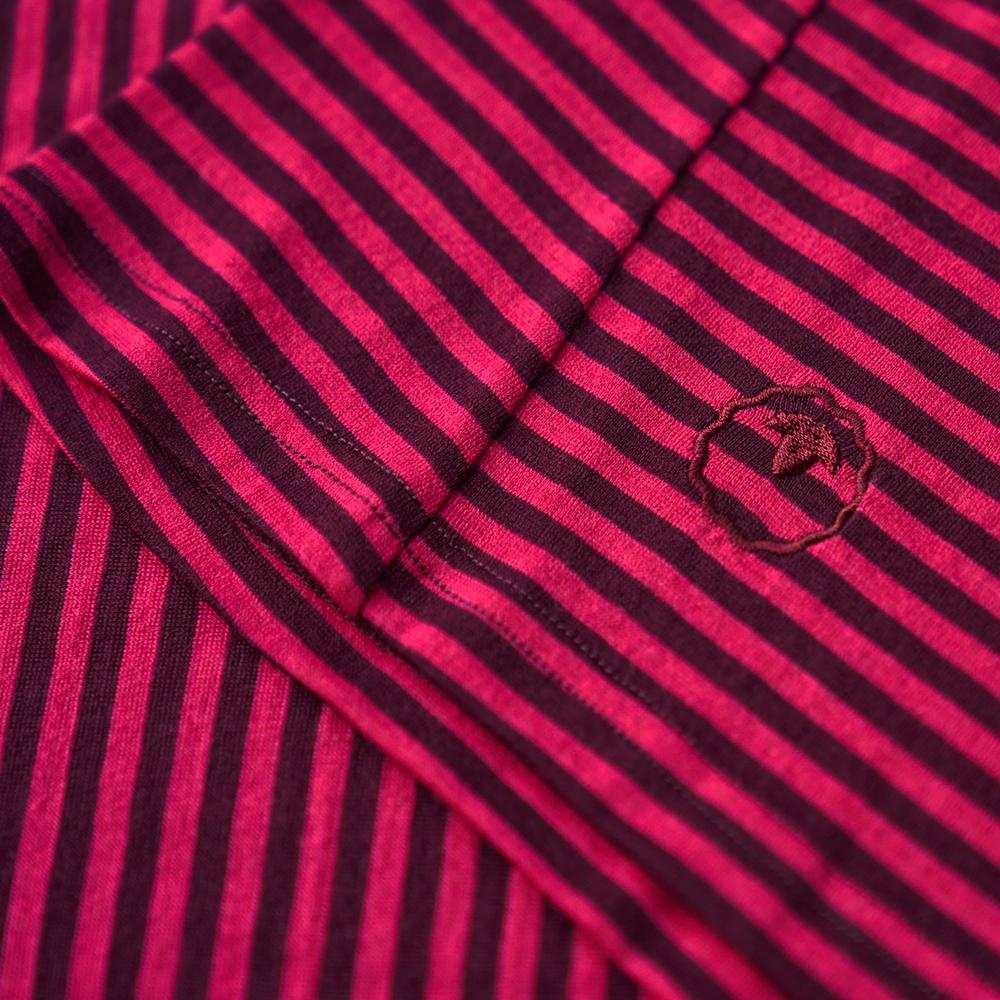 Isobaa | Womens Merino 150 Roll Sleeve Tee (Mini Stripe Wine/Fuchsia) | Our superfine Merino T-shirt performs everywhere from outdoor adventures to coffee dates.