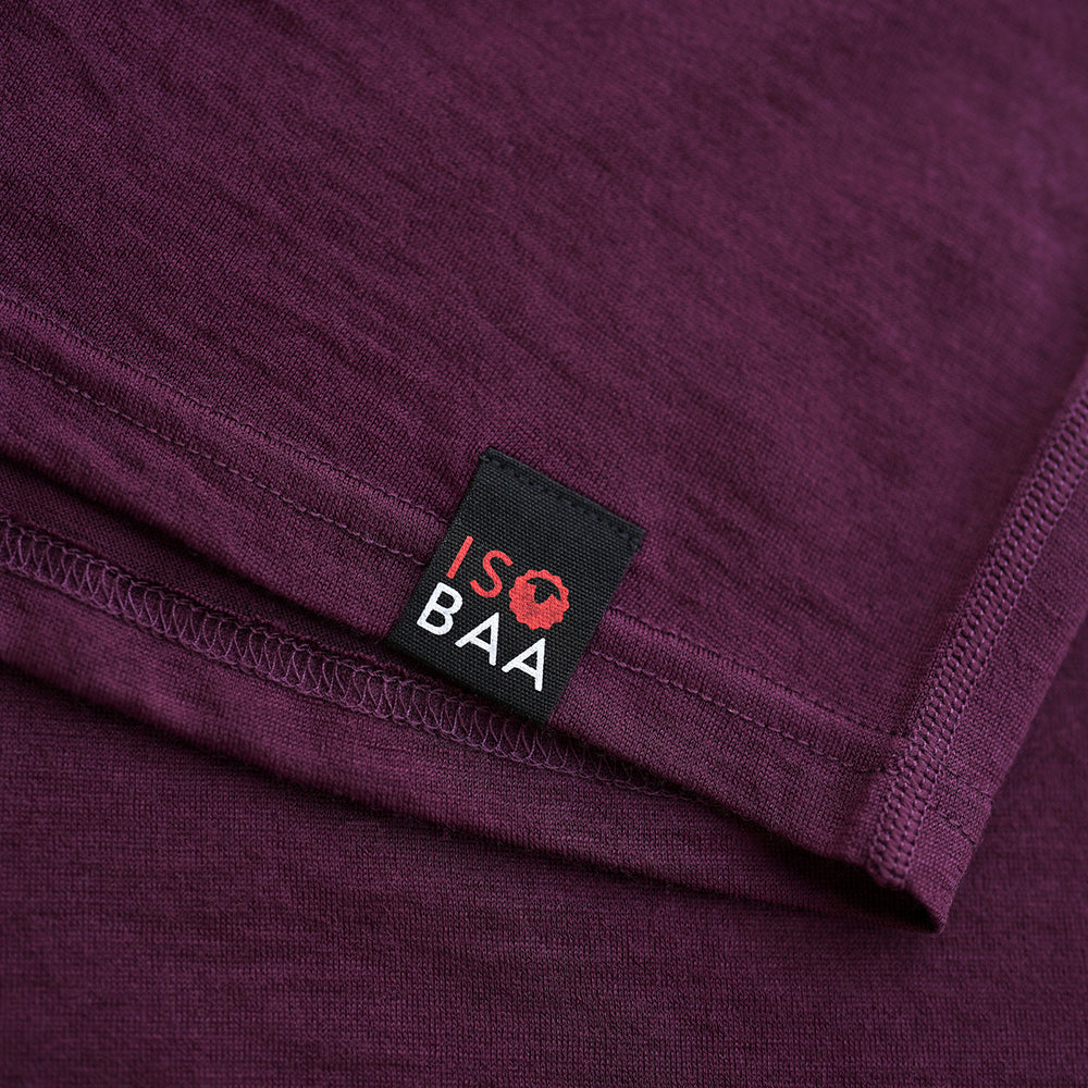 Isobaa | Womens Merino 150 Short Sleeve Crew (Wine) | Gear up for performance and comfort with Isobaa's technical Merino short-sleeved top.