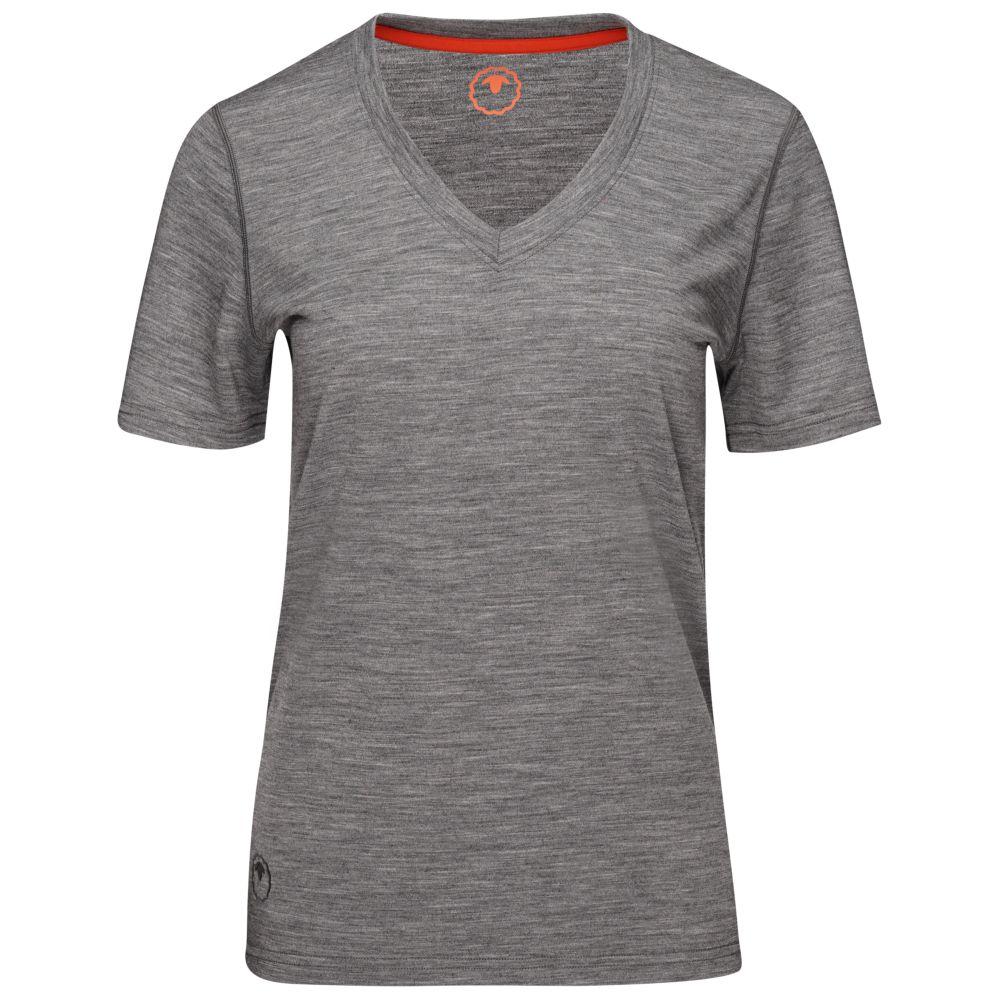 Isobaa | Womens Merino 150 V-Neck Tee (Charcoal) | Embark on new adventures with Isobaa's superfine Merino V-neck Tee.