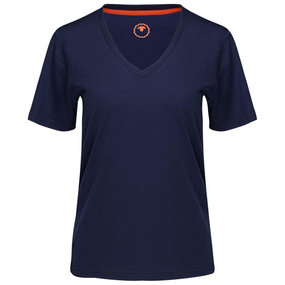 Isobaa | Womens Merino 150 V-Neck Tee (Navy) | Embark on new adventures with Isobaa's superfine Merino V-neck Tee.