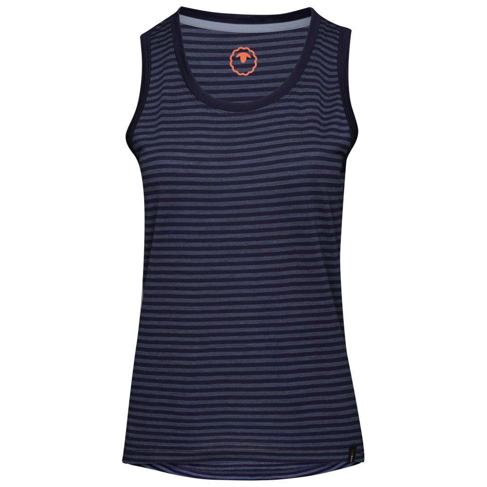 Isobaa | Womens Merino 150 Vest (Mini Stripe Navy/Denim) | Be ready for any adventure with Isobaa's superfine Merino sleeveless Vest.