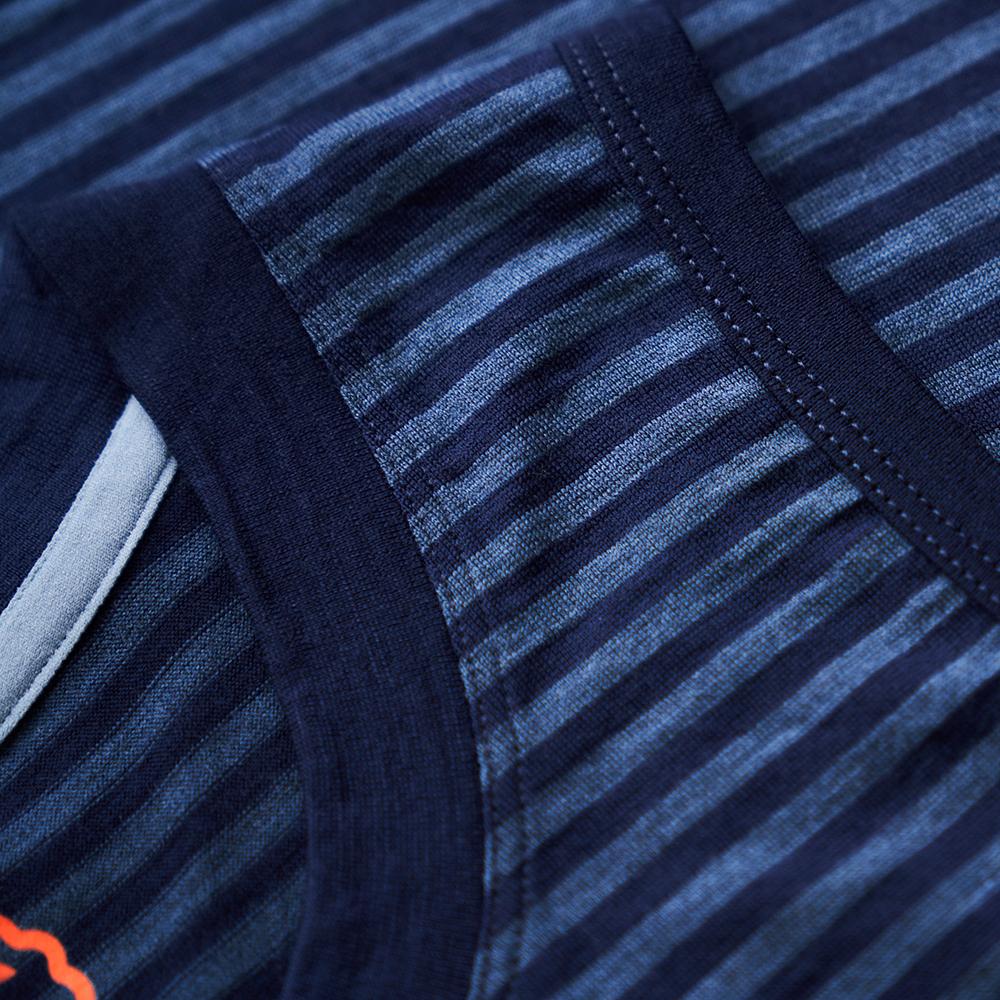 Isobaa | Womens Merino 150 Vest (Mini Stripe Navy/Denim) | Be ready for any adventure with Isobaa's superfine Merino sleeveless Vest.