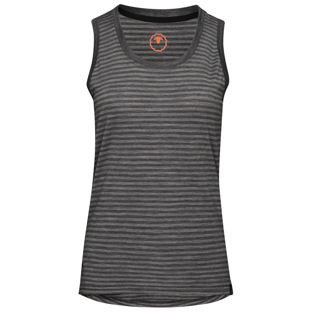 Isobaa | Womens Merino 150 Vest (Mini Stripe Smoke/Charcoal) | Be ready for any adventure with Isobaa's superfine Merino sleeveless Vest.