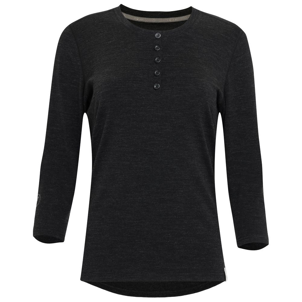 Isobaa | Womens Merino Blend 160 PJ Henley (Black Melange) | Embrace effortless comfort with Isobaa's Merino blend Henley.