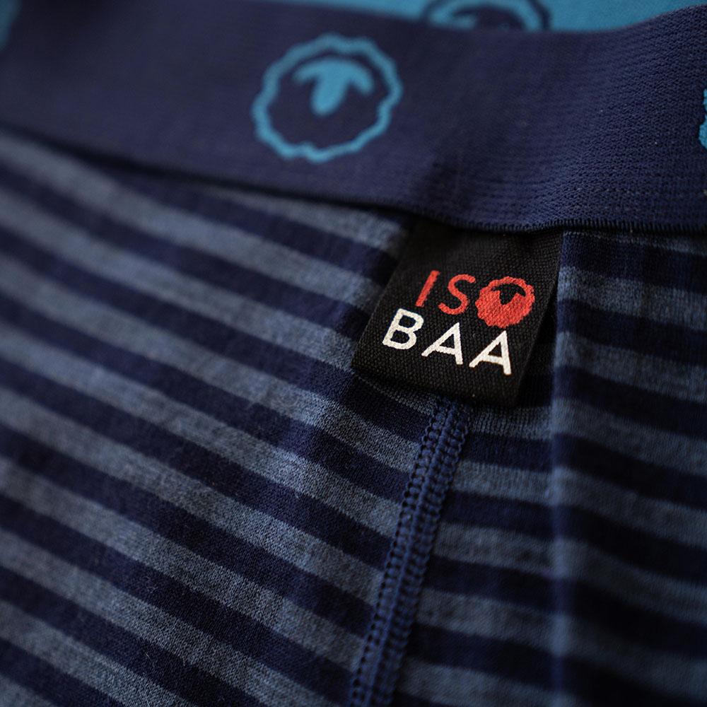 Isobaa | Womens Merino 180 Hipster Shorts (Mini Stripe Navy/Denim) | Conquer any activity in comfort with Isobaa's superfine Merino hipster shorts.