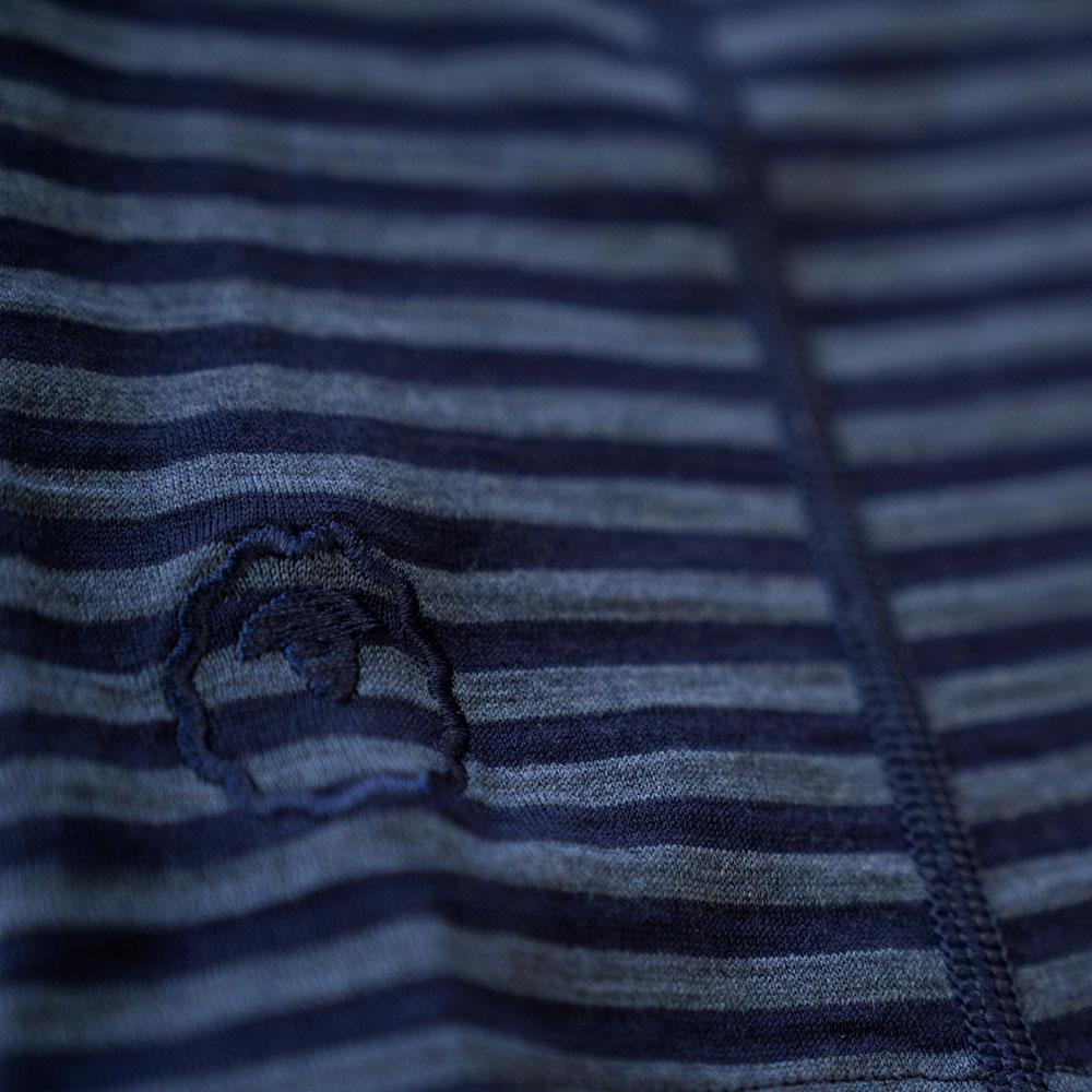 Isobaa | Womens Merino 180 Hipster Shorts (Mini Stripe Navy/Denim) | Conquer any activity in comfort with Isobaa's superfine Merino hipster shorts.